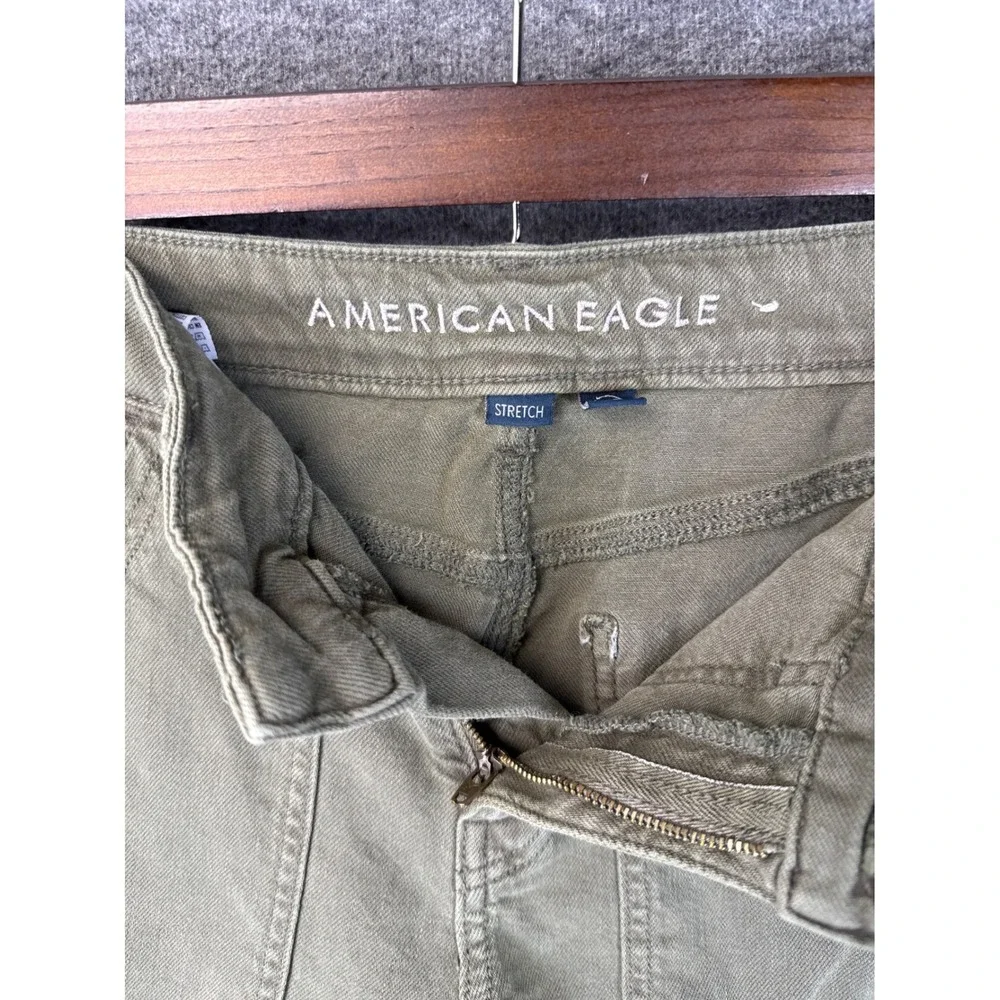 American Eagle Super High-Rise Baggy Wide Leg Pants Olive Green Size 000 XXS EUC
